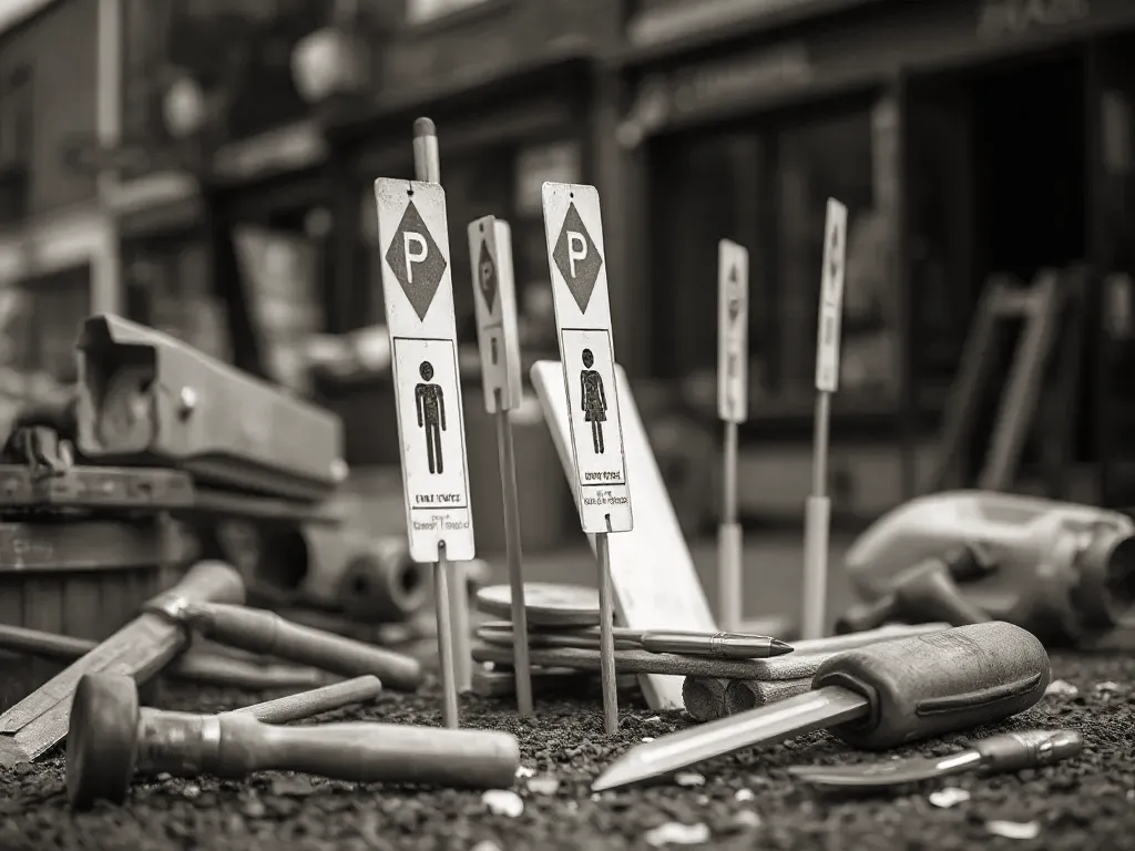 Tools and site markers used in city-centre conservation area