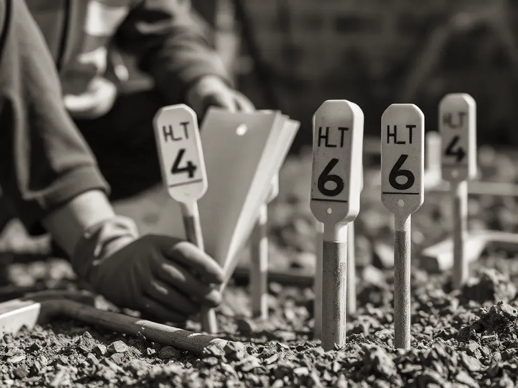 Tools and site markers used in plot appraisal