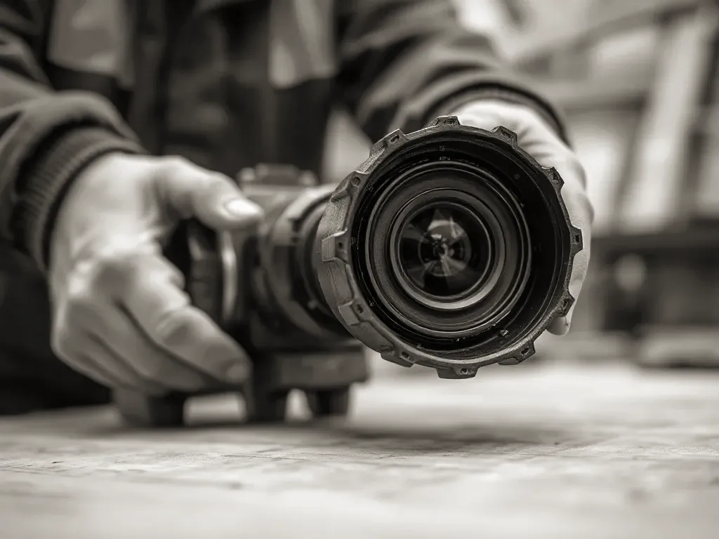 Equipment used for single-storey extension, photographed close up